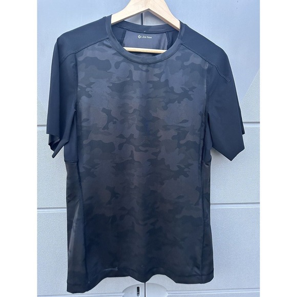 Lululemon Repetition Short Sleeve Shirt Sz Medium Savasana Camo Black READ - Picture 4 of 15